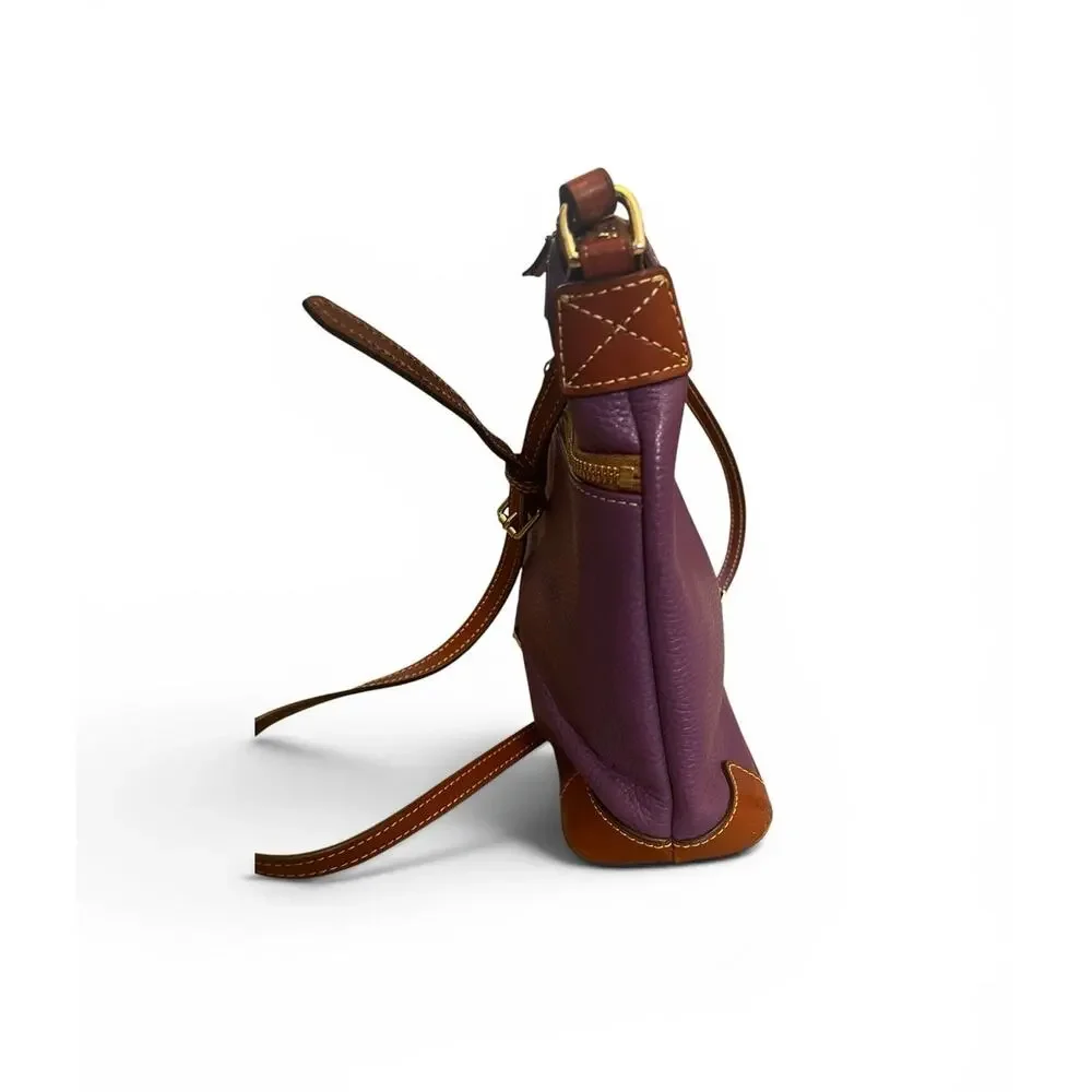 Dooney & Bourke Eggplant Purple Pebble Leather Zip Crossbody Handbag Bag
